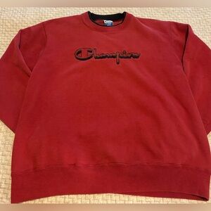 Vintage 90s Champion Red Fully Embroidered Crewneck Sweatshirt Size XL